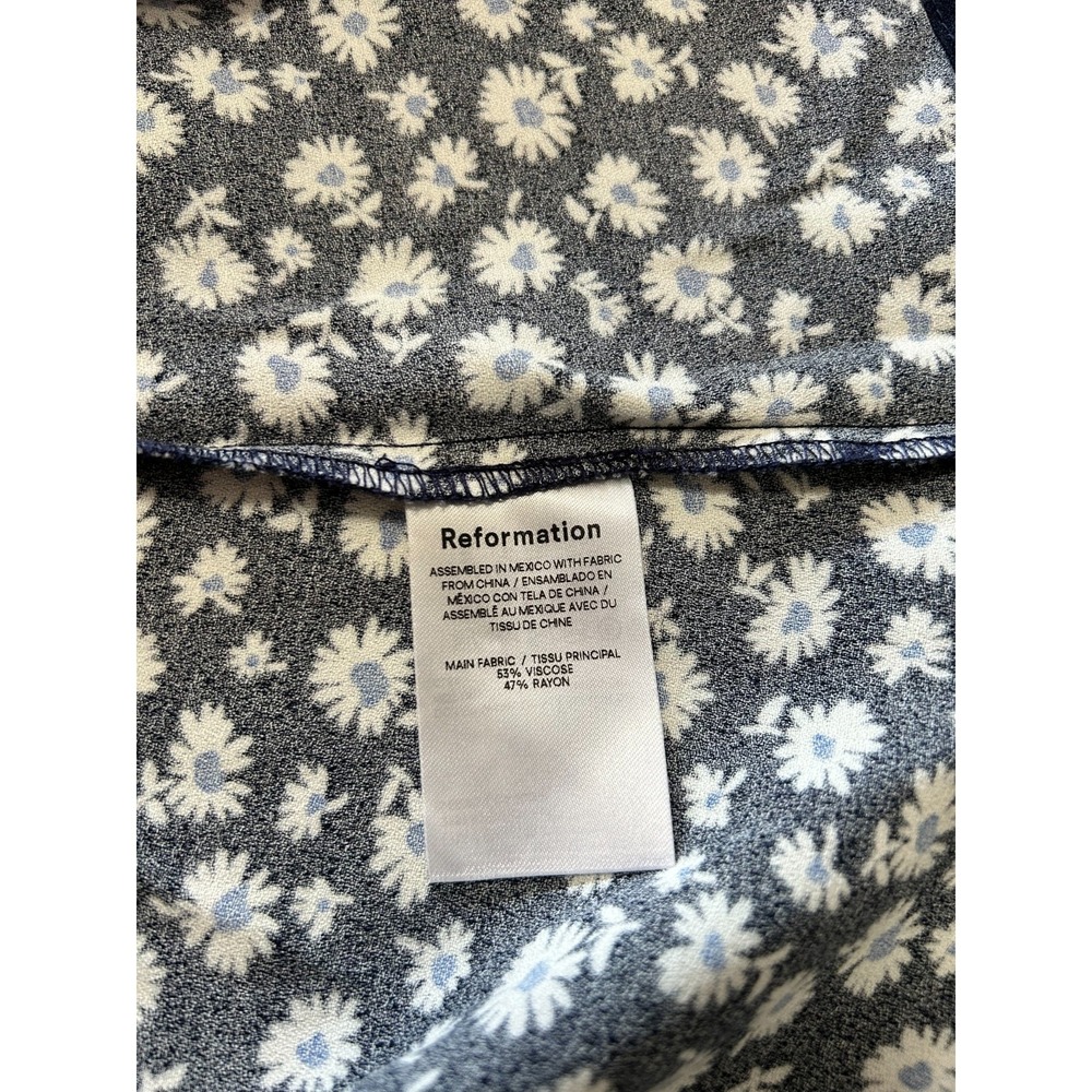 Reformation Mini Skirt Size 4 Navy Daisy Floral Back Zip Un-Lined No Slit EUC - Picture 11 of 12